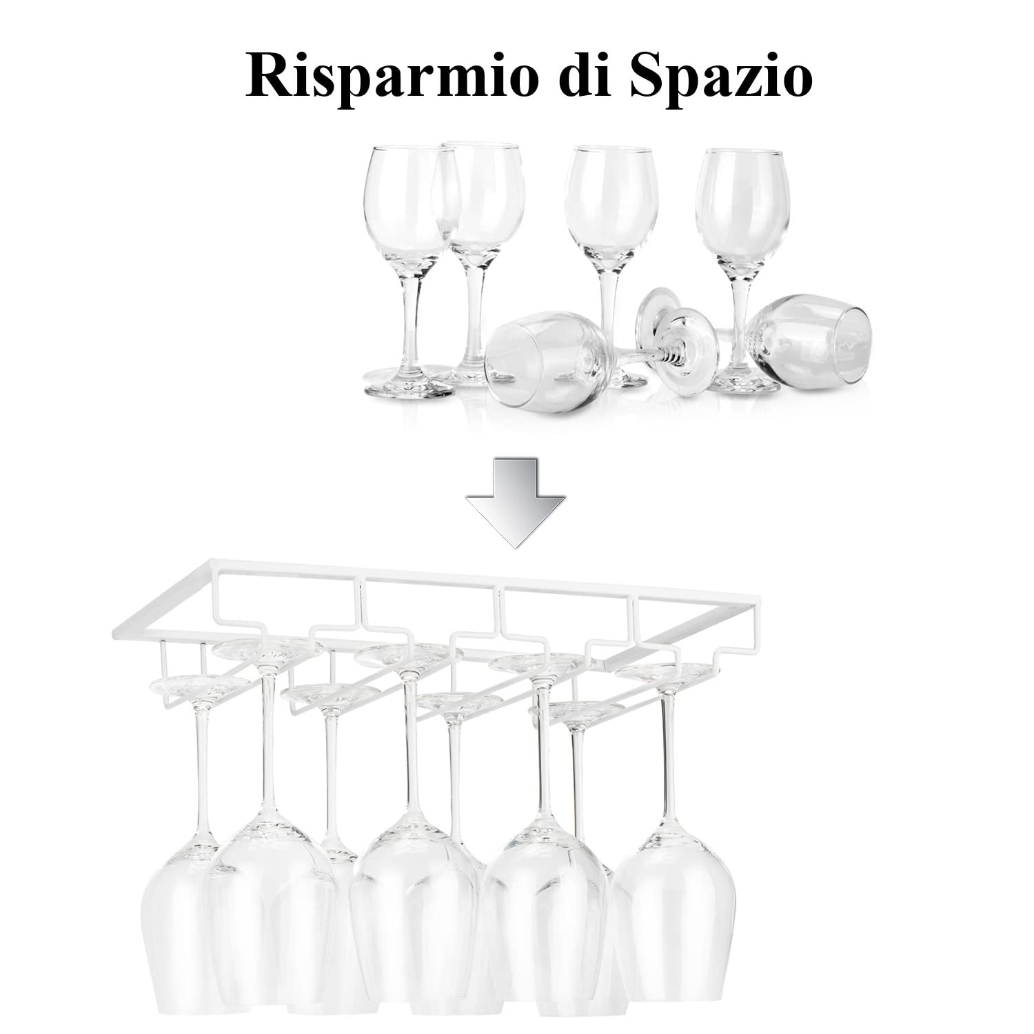 Portabicchieri Sospeso Per Armadio - 4 Binari, Per Calici Da Vino