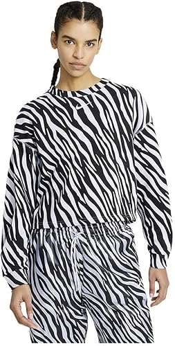 Nike Sudadera deportiva Icon Clash Animal Print para mujer, BlancoPúrpura-multicolor