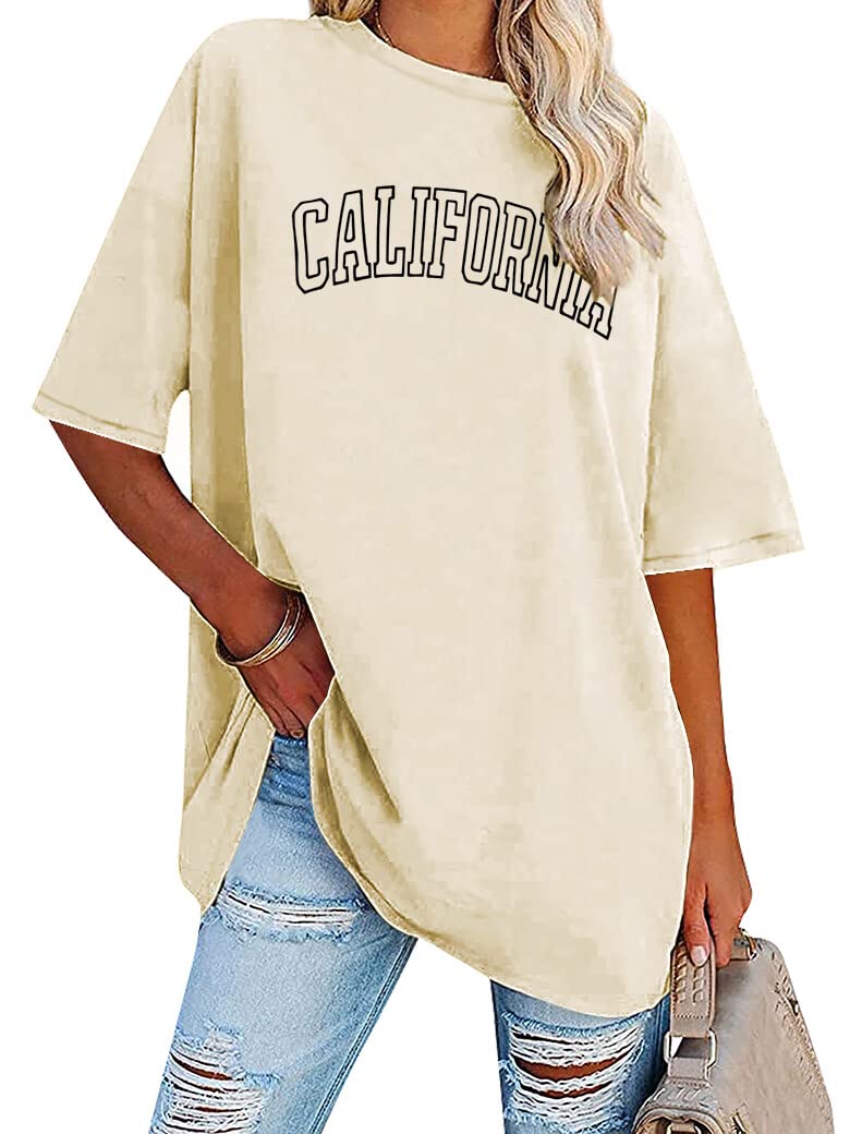 EzcosplayWomen Oversized T Shirt Los Angeles California Letter Print Summer Loose Tunic Tops Short Sleeve Casual Tee Shirts