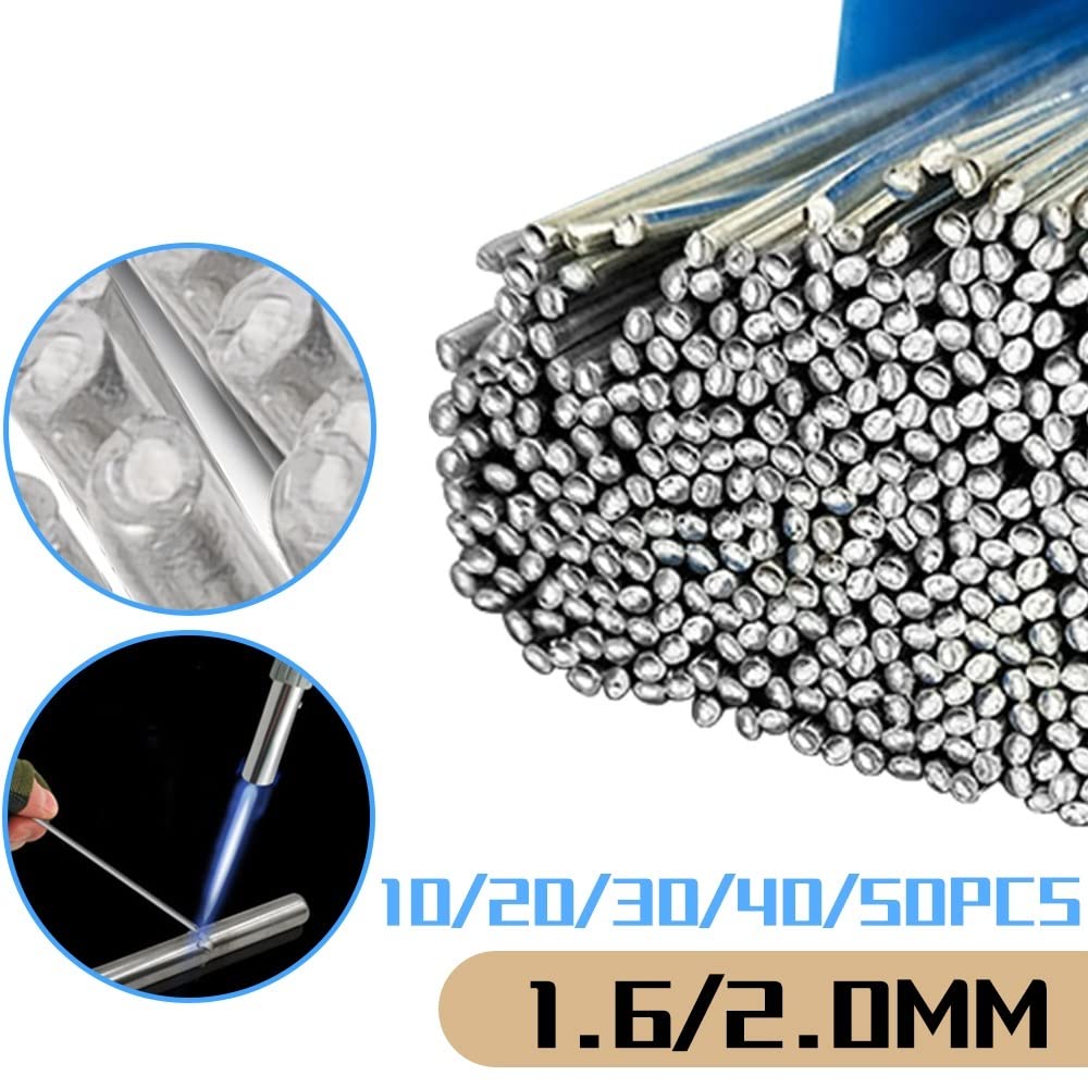 Srebrny aluminiowy pręt spawałowy w niskiej temperaturze łatwy stopień lutowniczy zestaw sztyftu z drutu nie ma potrzeby lutowniczej proszki 1,6/2,0 mm(2.0 mm,40 Pcs)