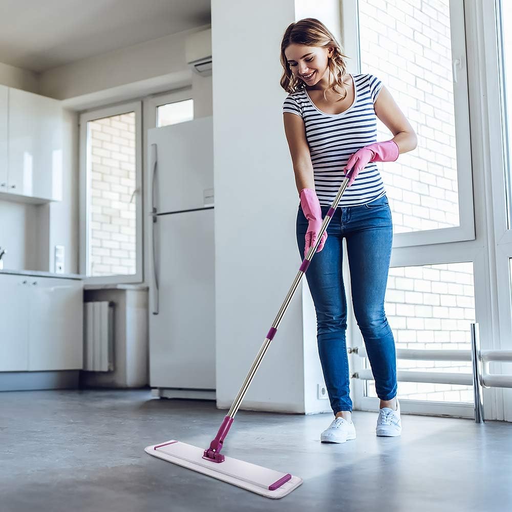 Gеt Dіѕсоunt оƒƒеr CQT 18 Inch Commercial Microfiber Mop Floor Cleaning System Wet Dry and Dust Hardwood Floor Mop with 4 Washable Pads Cleaner for Hardwood Laminate Tile Stainless Steel Handle (Purple)