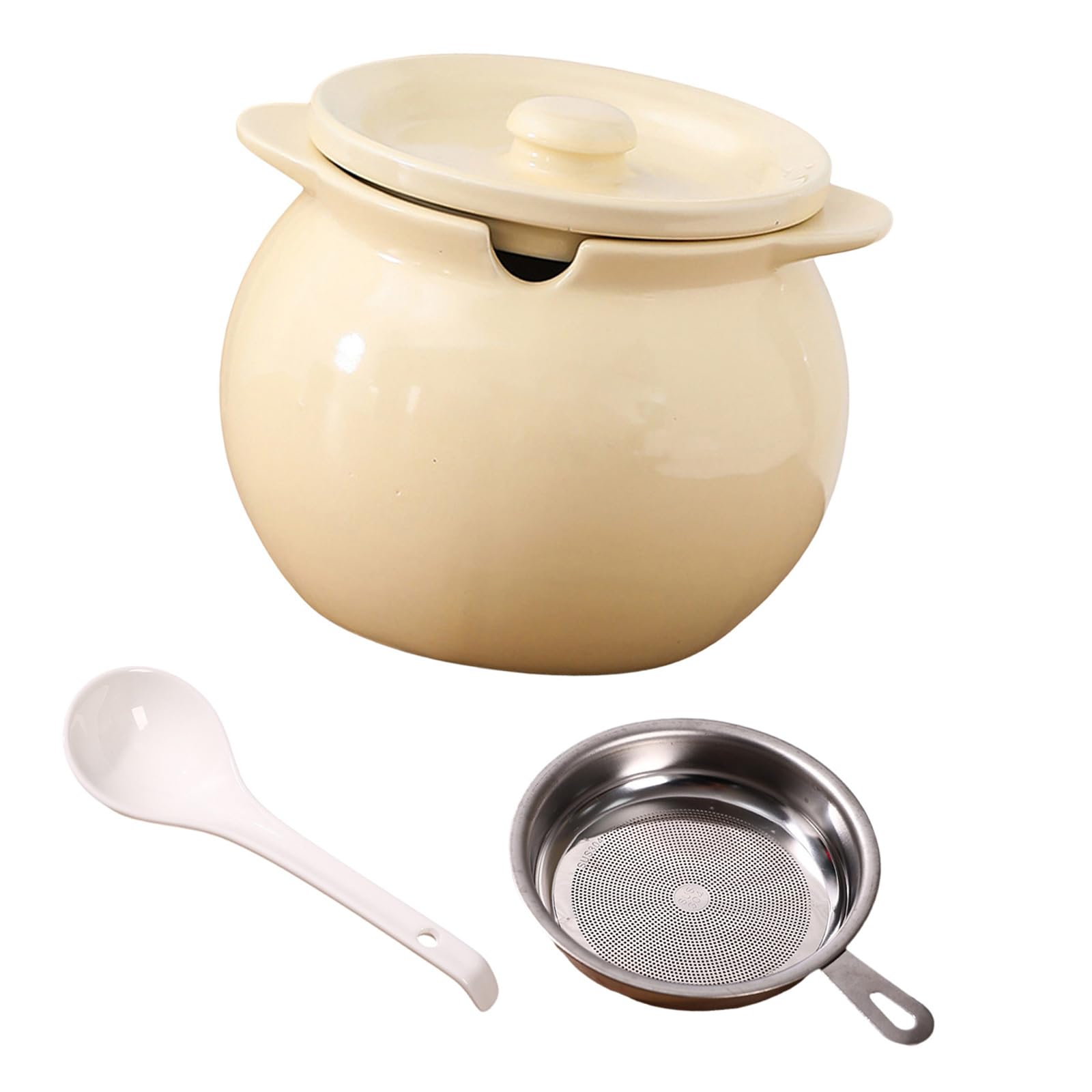 NVOQILIN 1400Ml Ceramic Oil Canister with Tight Sealing Lid Bacons Grease Container for Countertop Organization Decorative Earthenware Oil Dispenser
