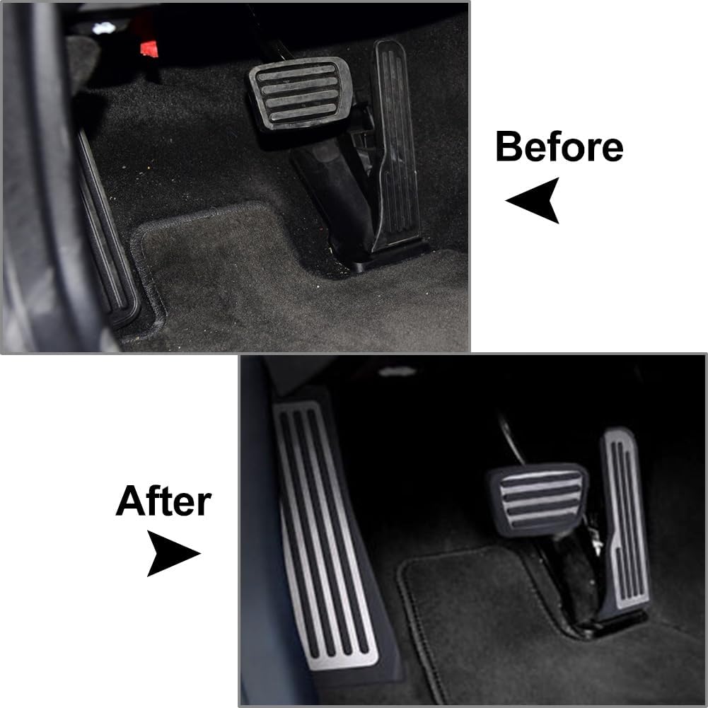 Cnfang4 LHD Brake Gas Pedals Foot Rest Pedal Covers, Stainless Steel Car Foot Pedal Cover Replacement Kit For Chevrolet Camaro 2016-2018 Only For Left-Hand Drive vehicle