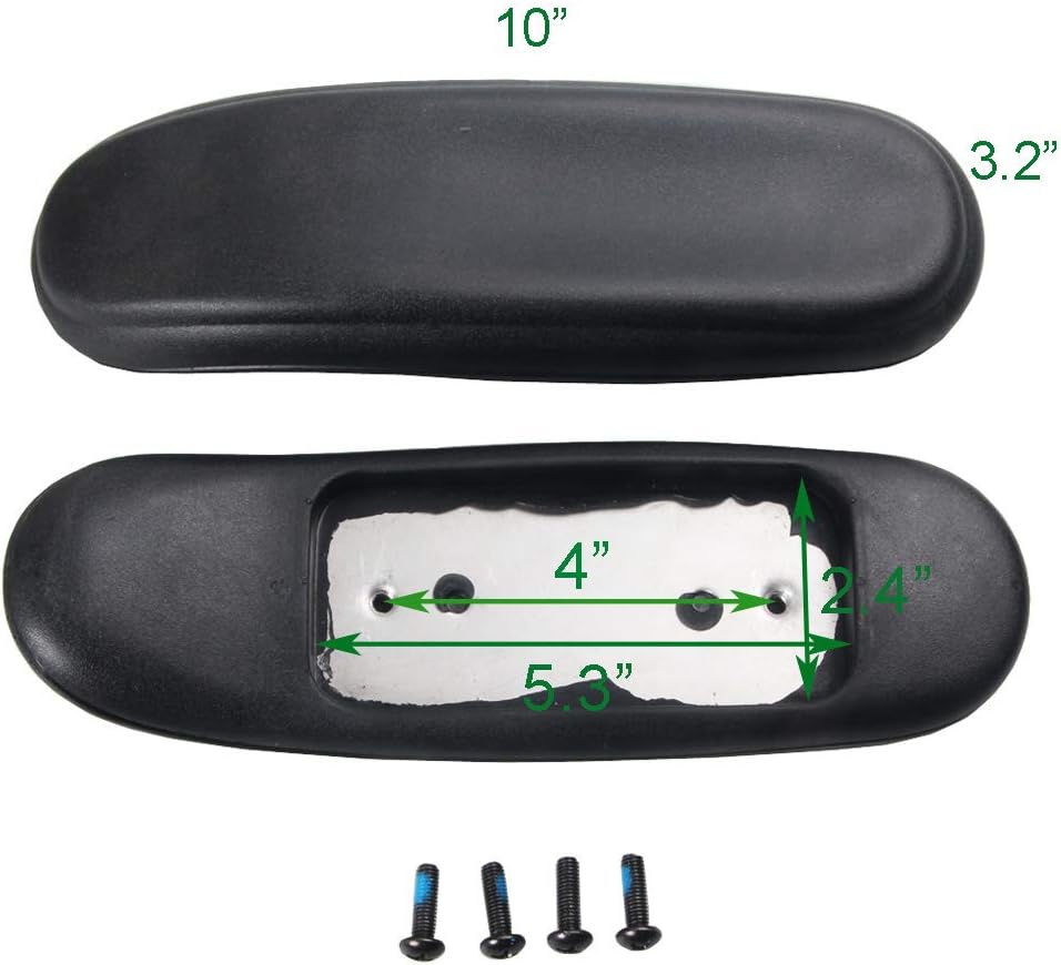 MingYi.office Replacement Office Chair Armrest Arm Pads Caps (Set of 2) Universal 4" Mounting Hole - Black Polyurethane Conical Pads