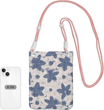French Linen Floral for Crossbody Phone Bag, Small & Lightweight Crossbody Purse for Women with Adjustable Strap, Water-Resistant Daily Commuter Bag for Phone, Wallet, Keys