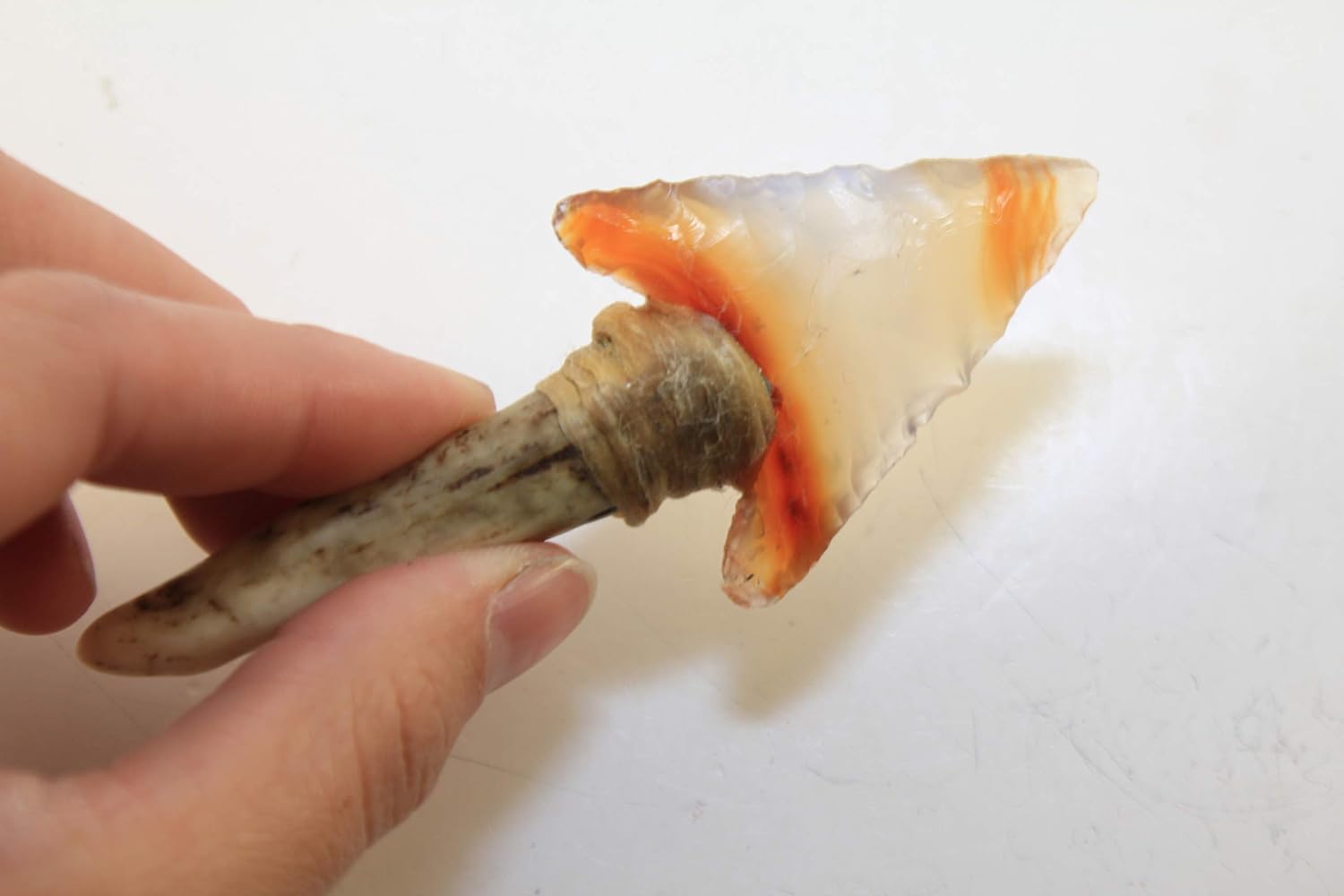 31/2" long Brazilian Agate Knife Blade Hafted on Deer