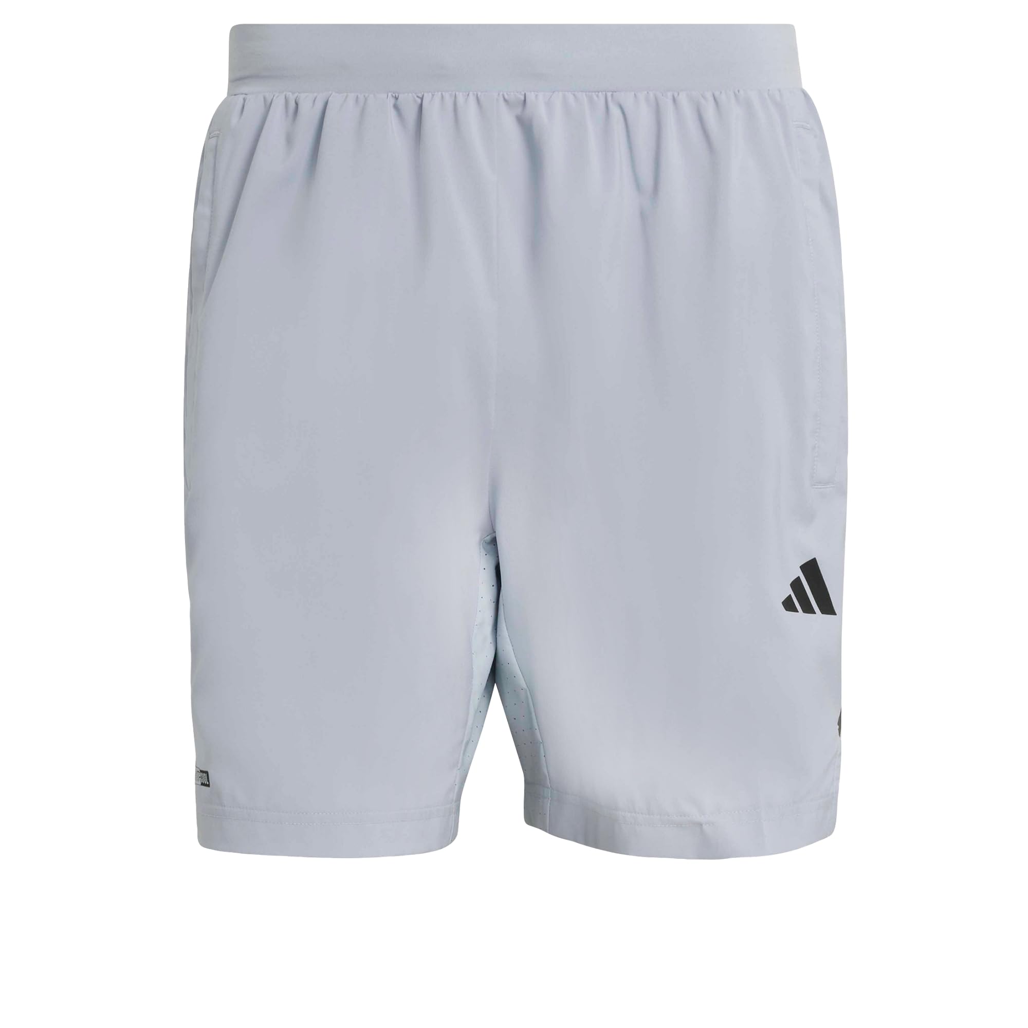 adidas Men's TECH Essentials Workout 3 Stripes Shorts, Halo Silver, S 7 inch