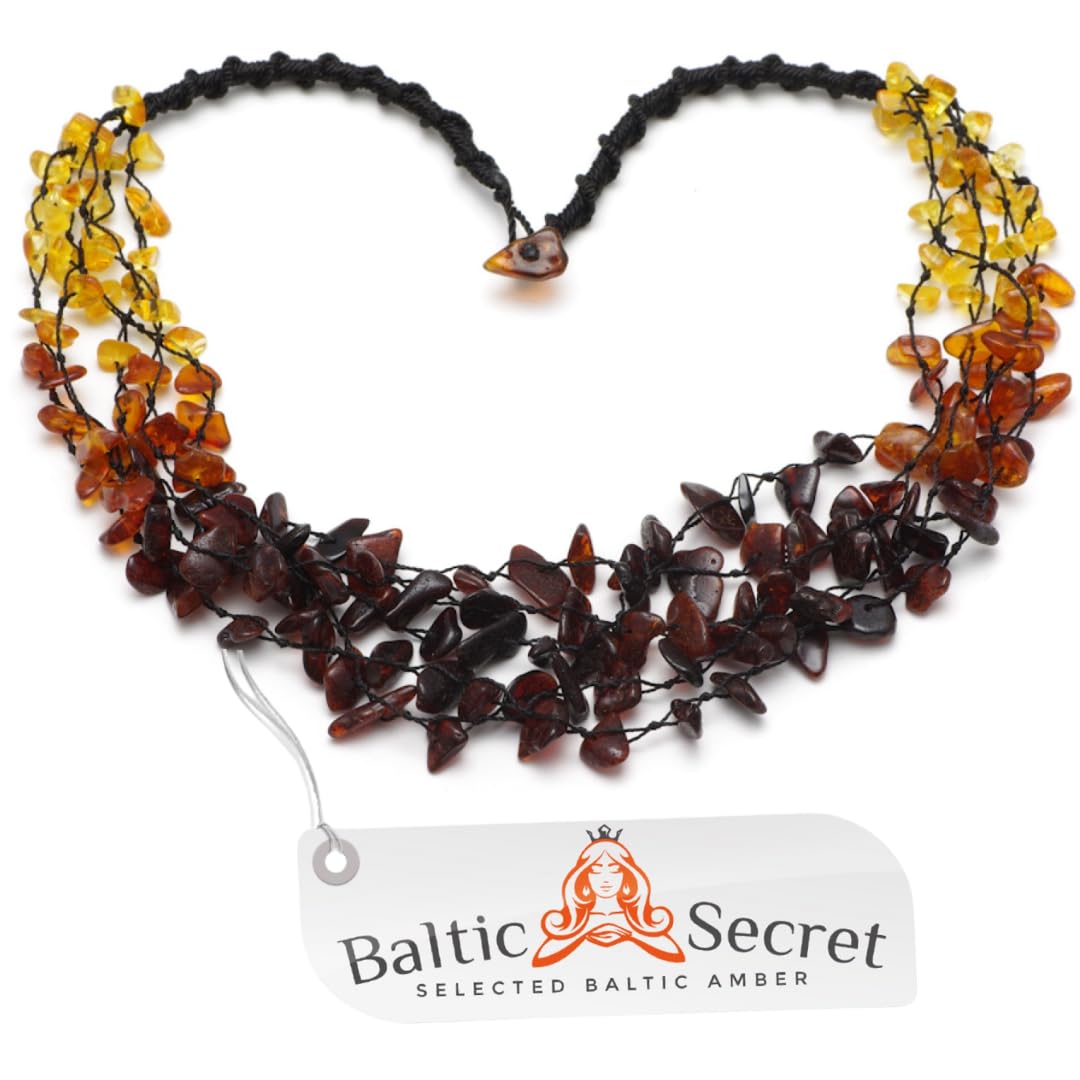 Collana da donna in ambra baltica cruda – Collana con perle naturali fatte a mano, gioiello in vera pietra, regalo per donne e mamme – Baltic Secret