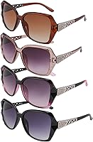 DragonflyDreams 4-Pack Women's Oversized Sunglasses UV400 - Sparkling Large Frame Trendy Shades for Driving & Daily Wear