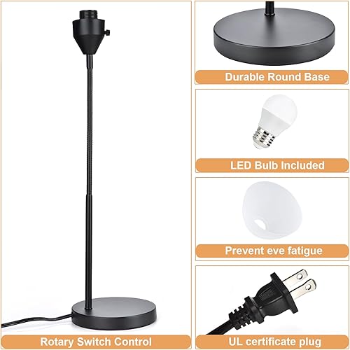 Miniatura 5 de Paquete de 2 lámparas LED de escritorio para oficina en casa, 3 niveles de luz de lectura regulable, lámpara de mesa de cuello de cisne flexible