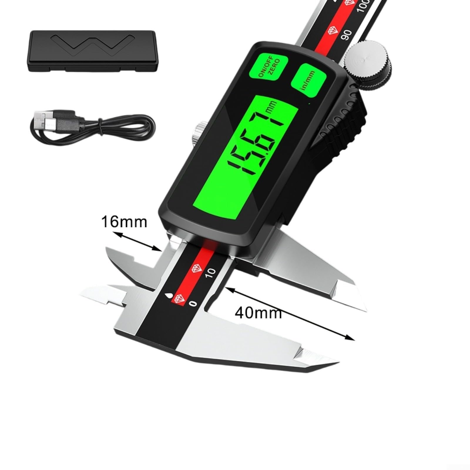 Pied à coulisse numérique rechargeable par USB 0-150 mm pour grand