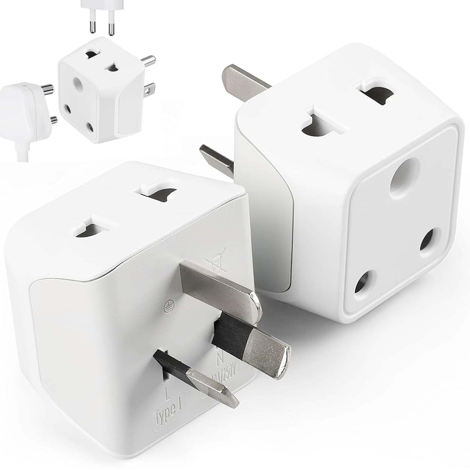 ceptics india to china, australia travel adapter plug – 2 in 1 new zealand adapter - type i - ce certified - rohs compliant – white - 2 pack - lifetime limited warranty