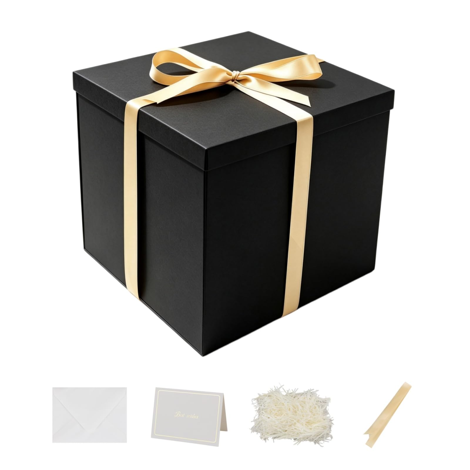 Nenwic Large Gift Box with Lid 28x28x26cm Black Boxes
