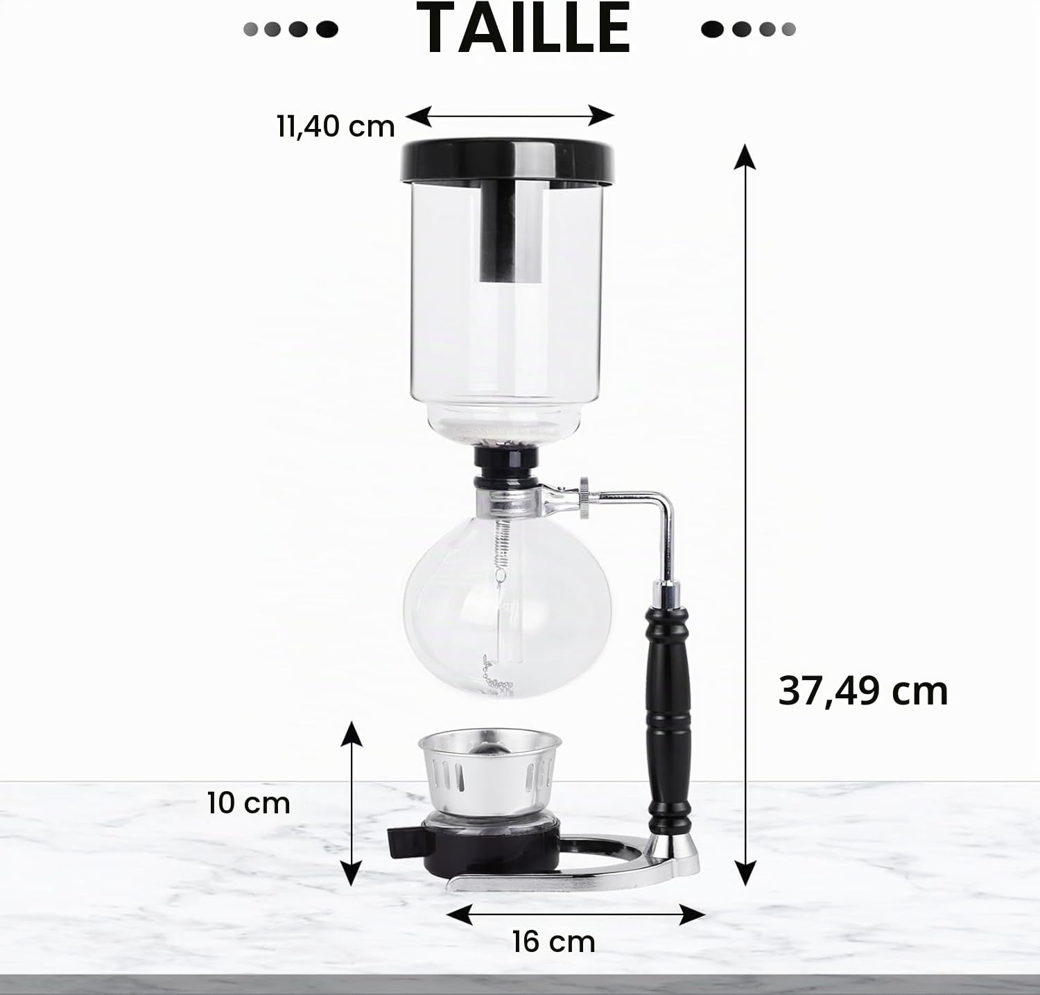 YUCHENGTECH Cafetière à Siphon à Café,Vitreux, 5 Tasses (600ml)