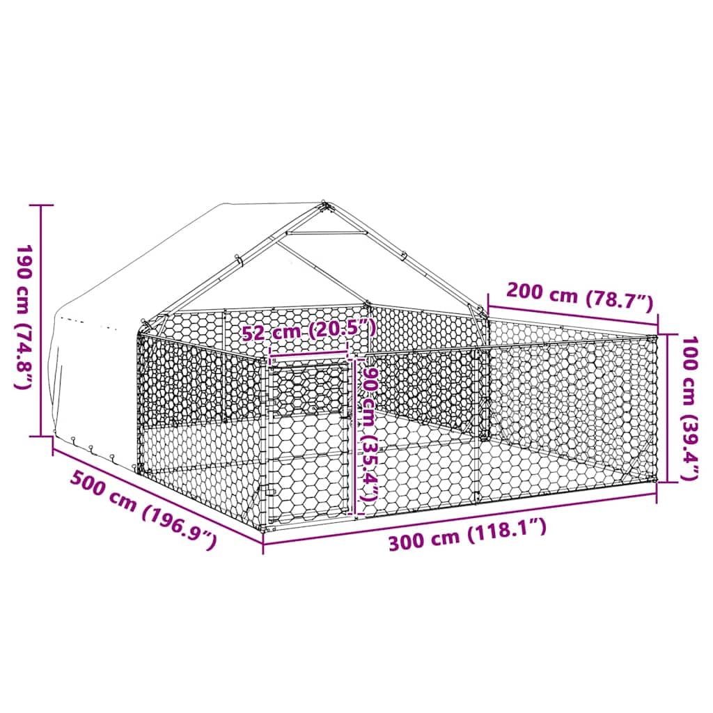 Homgoday Arredo Cuccia per Cani da Esterno con Recinto 5x3x1,9m Acciaio Zincato,Arredo Gabbia Cane Gabbia per Cani da Interno Kennel per Cani Gabbie per Cani Recinto per Cani da Esterno