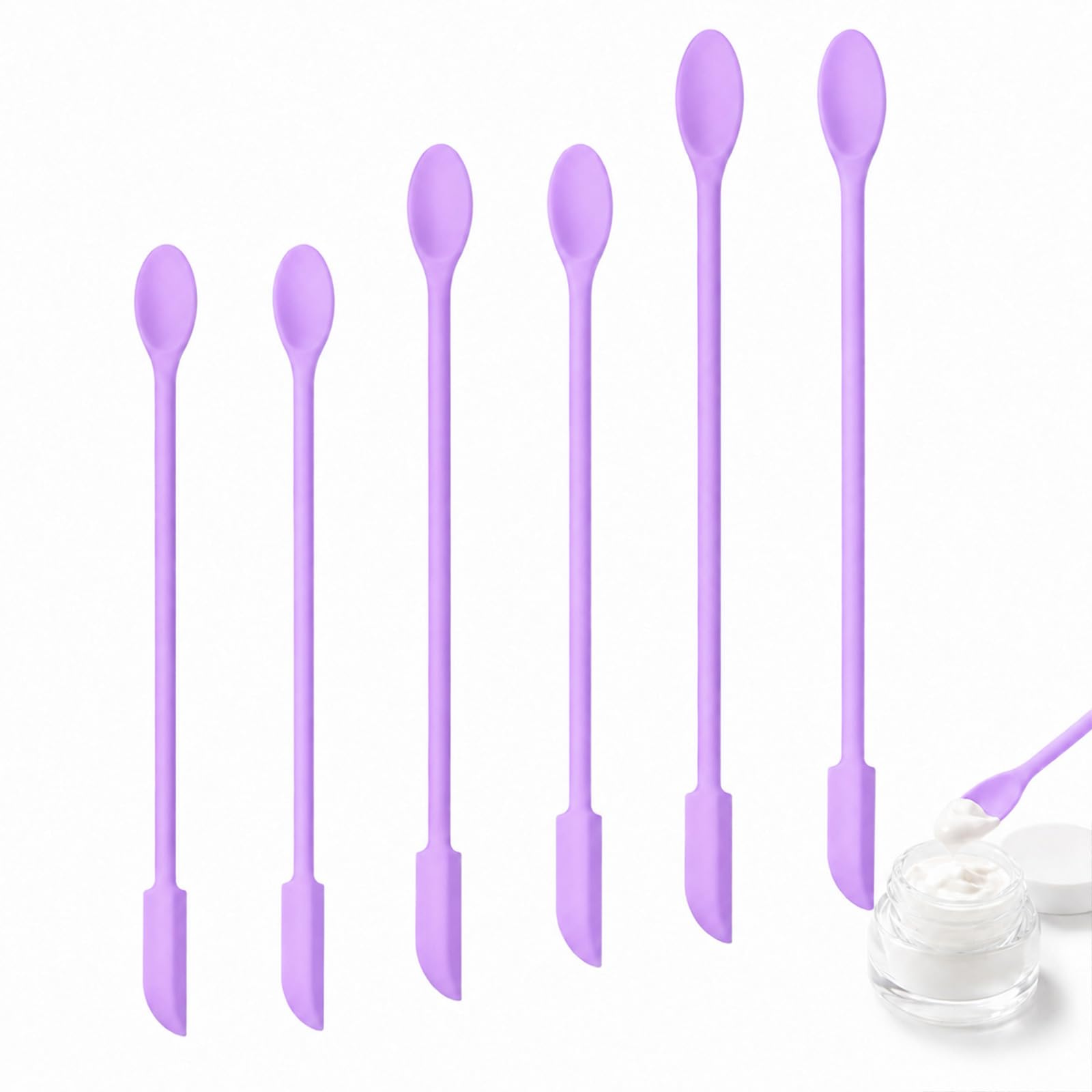 6 Pack Mini Silicone Jar Spatulas Double Headed for Cosmetics & Kitchen
