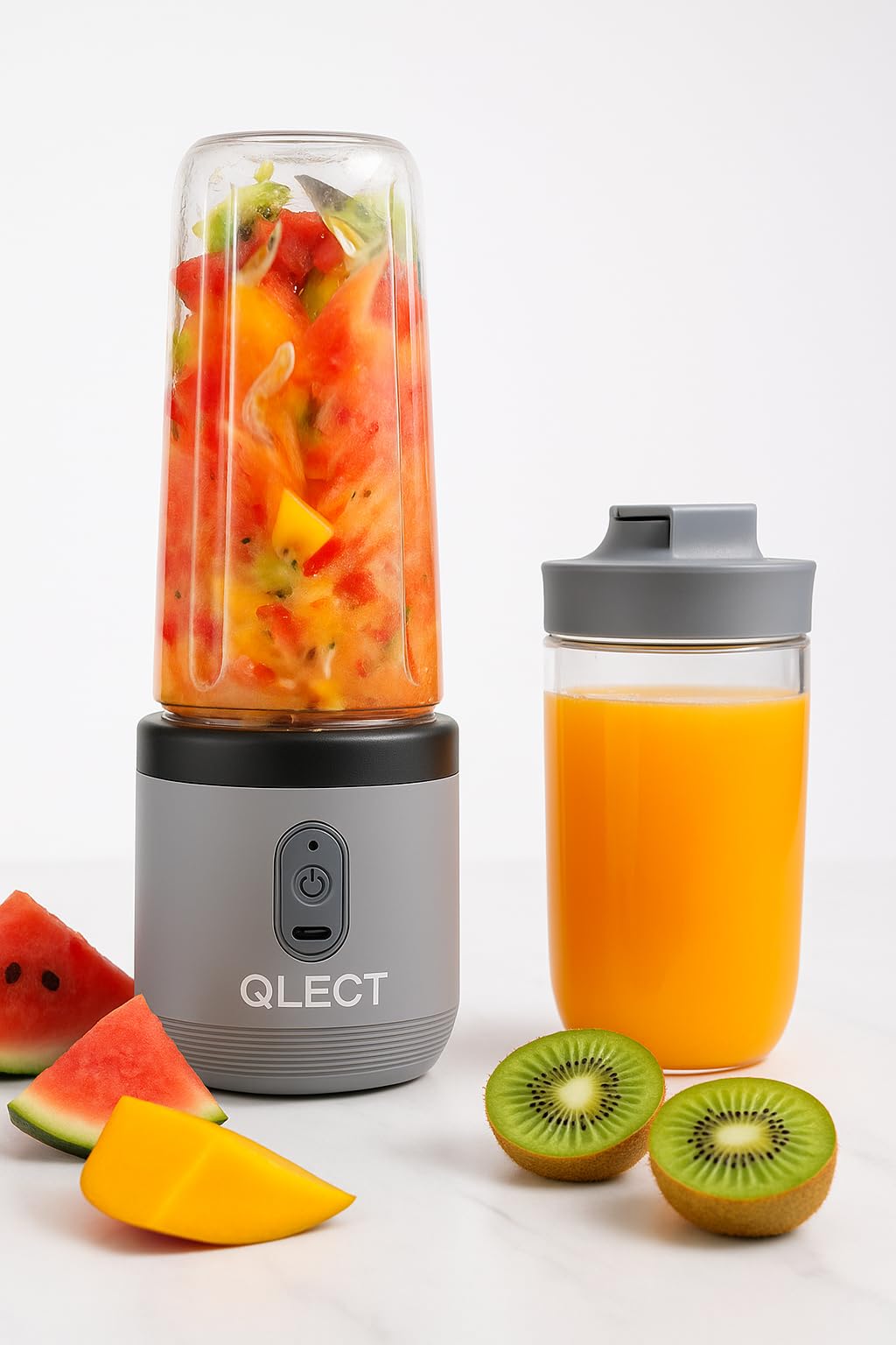 Qlect Portable Blender Electric Juicers Fruit Mixers USB Rechargeable Smoothie Mini Personal Juicer 6 Blades With 1500 Mah Rechargeable Battery-Smoothie Blender