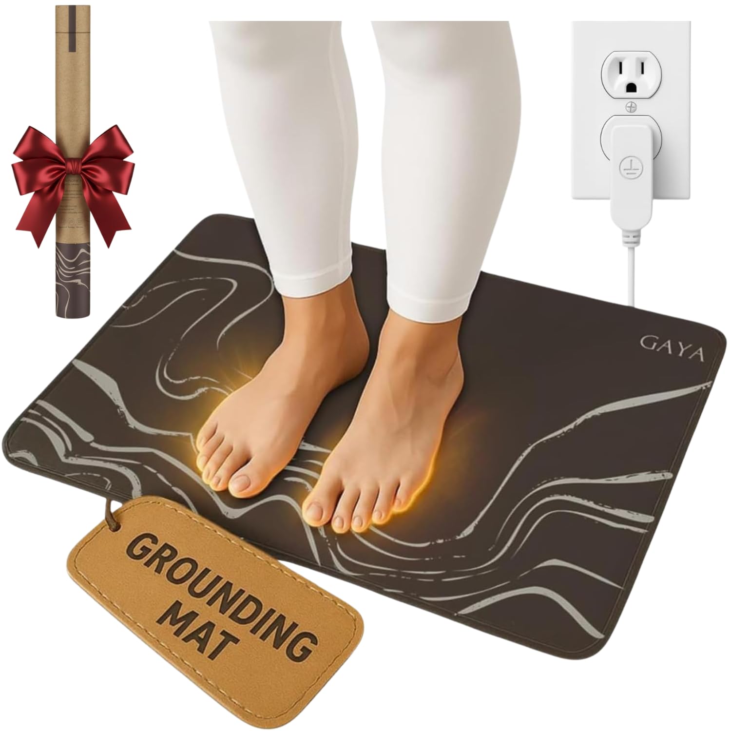 GAYA Grounding Mat for Feet, Sleep Improvement, Back Pain Relief, Muscle Relaxation & Stress, Earthing Pads for Bed, Ground for Desk, Earth Mats, Bedding Pad (24''X16'')
