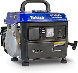 Tekna - Gerador a Gasolina GT950AW 220V – 750W | Motor 2 Tempos 63cc | Portátil, Econômico e Leve | Carregador de Bateria Incluso, Voltímetro e Alça de Transporte