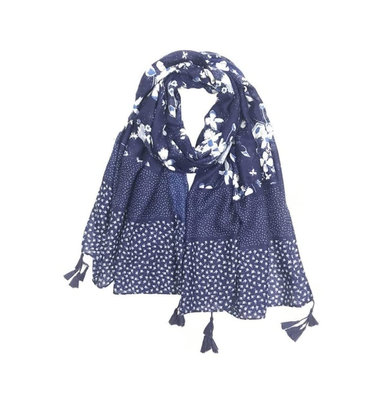 Bufandas Mujer Invierno Bufandas Chal Suave Ligero Lunares Floral Algodón Lino Bufanda Borlas Chal Bufanda Suave