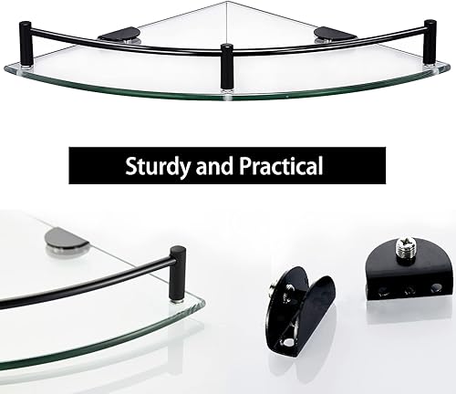 Miniatura 3 de Organizador de ducha esquinero para baño, estantes de baño de vidrio templado de 9.5 pulgadas montados en la pared, organizador de ducha