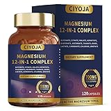 12-in-1 Magnesium Complex for Women Men: Magnesium Glycinate 700mg with Citrate, Malate Taurate Chelated Forms – High Absorption Magnesium Supplement for Relaxation Muscle Heart-120 Vegan Capsules