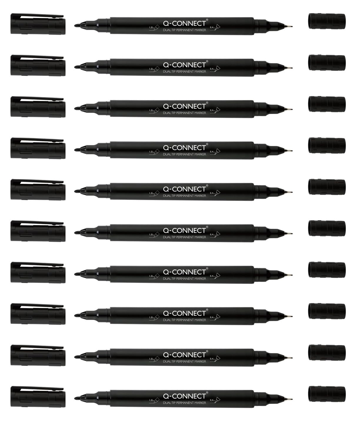 Q-Connect Dual Tip Marker Pen Black (Pack of 10) 96082000