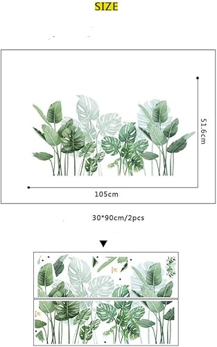 Miniatura 2 de Gigicloud Vinilo decorativo de pared de hojas tropicales verdes, hojas verdes, plantas, murales de arte de hojas verdes, decoración de pared para
