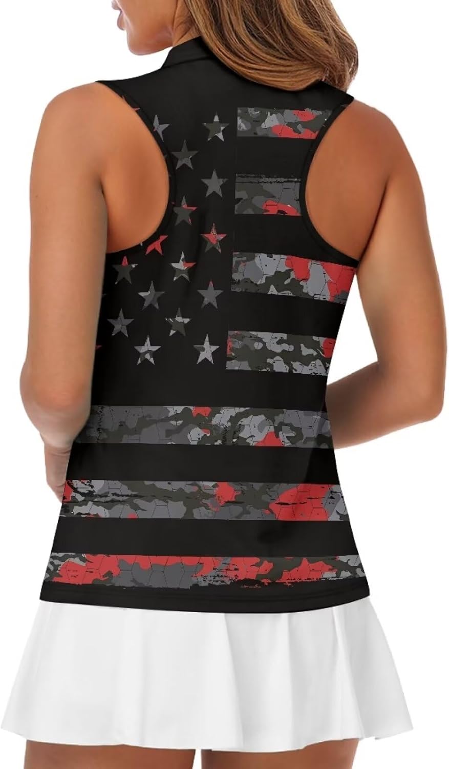 Women's Sleeveless Golf Shirts Quarter Zipper Tennis Tank Tops Racerback with Collar Quick Dry Athletic Shirt