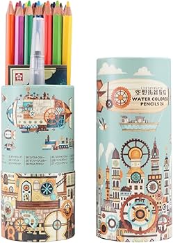 Amazon | サクラクレパス 水彩色鉛筆 24色 空想街雑貨店 歯車の
