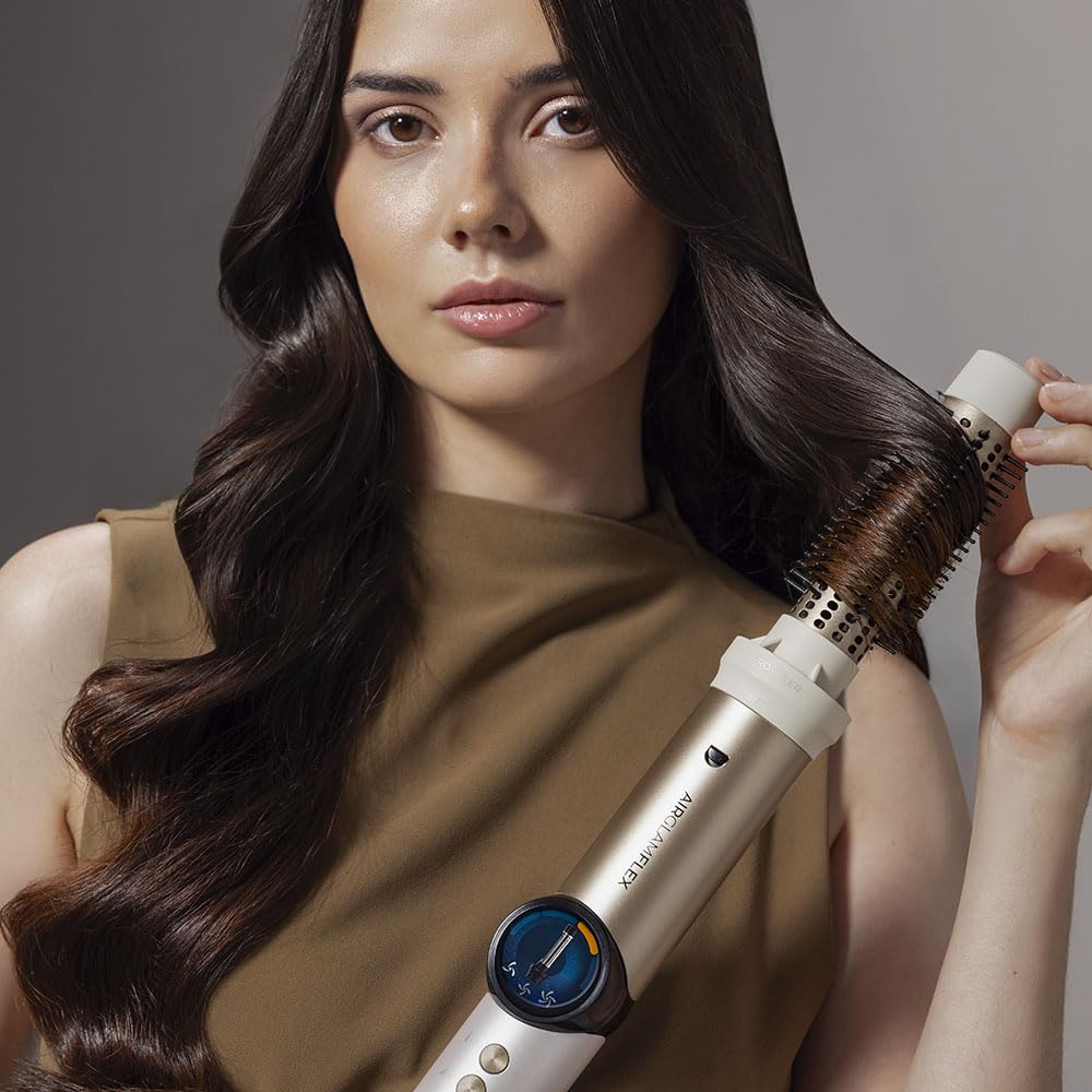 Cecotec Wielofunkcyjny styl do modelowania włosów, 14 głowic AirGlam 14 w 1, Flex szampański, 1400 W, ekran, technologia Coanda, silnik bezszczotkowy, funkcja obrotowa i powłoka ceramiczna i