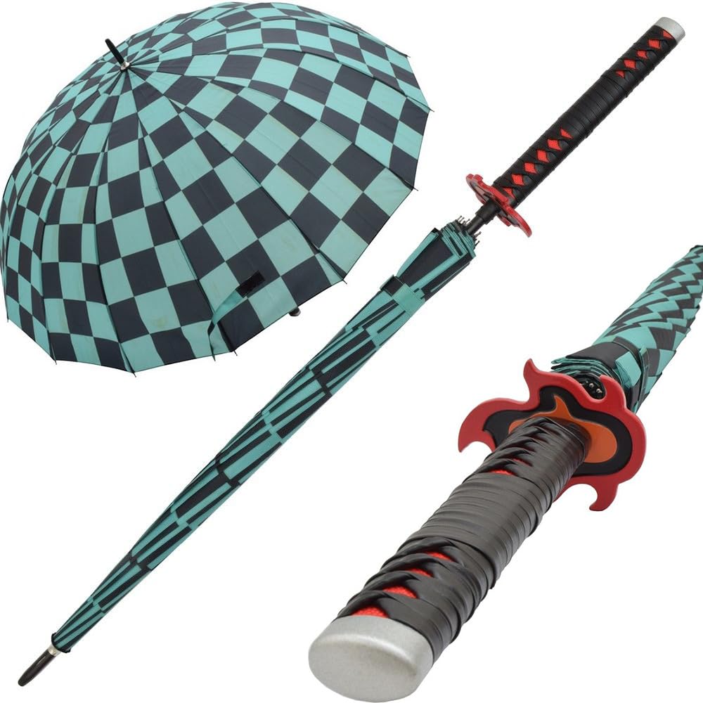 Swords and more Demon Slayer Regenschirm – Anime Cosplay Katana, Automatisches Öffnen, Schwert Regenschirme, Anime Cosplay Ninja Katana Sonnenschutz-Regenschirm