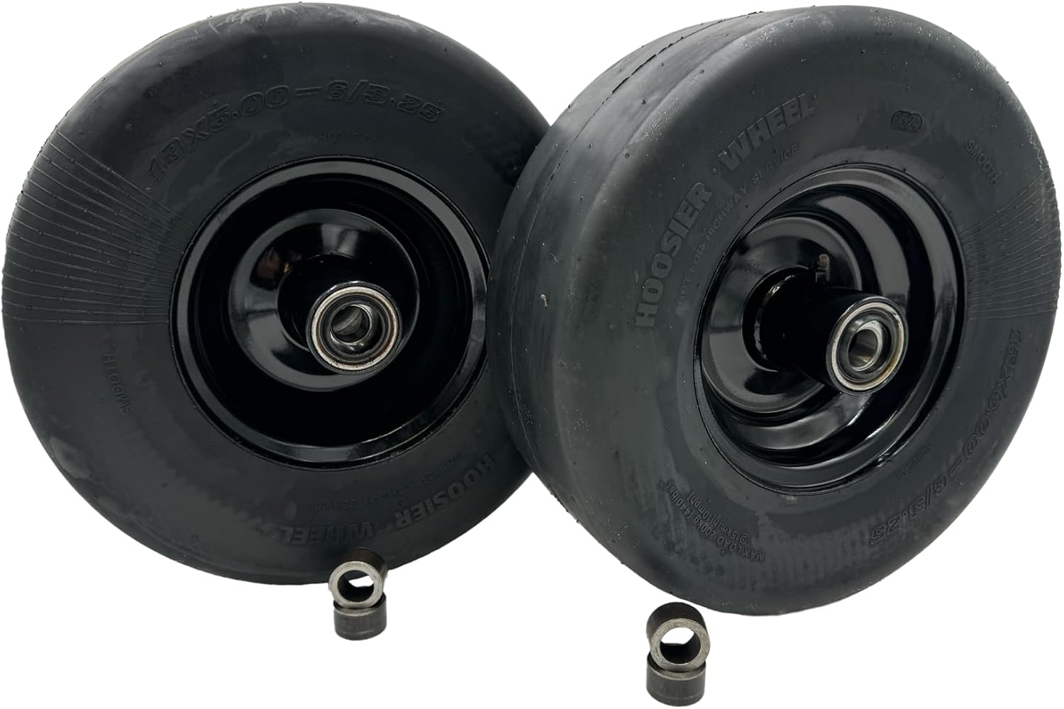 Set of 2-13x5.00-6 Flat Free Black Wheel Assembly - 3/4 Inch Hub (Compatible with 457211 1-634662, 103-5189, 103-0064, 103-3785) - Image 2