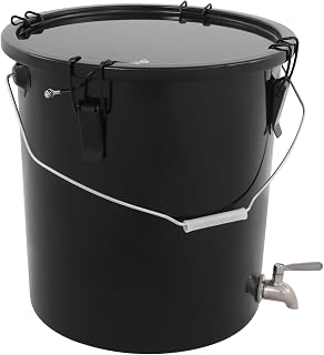6-Gallon Grease Disposal Container Steel Waste Oil Container Black Deep Fryer Oil Storage Bucket with Lockable Lid & Faucet for Restaurant Kitchen and Oil Transport