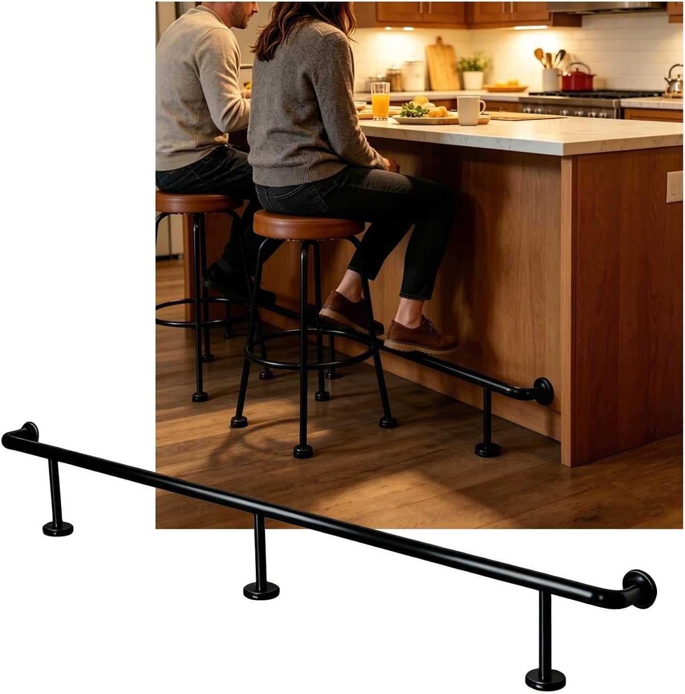 Kjobdwz Schwarz Bar Foot Rail Bar Foot Rail Kit For Indoor & Outdoor，3.28~16.4Ft Bar Foot Rail For Restaurant Kitchen Cafe Library(,3.5M/11.48Ft)