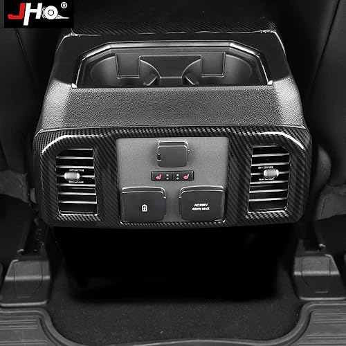 Miniatura 2 de JHO Cubierta de superposición de marco de ventilación de aire acondicionado trasero de automóvil, estilo de fibra de carbono ABS para Ford F150