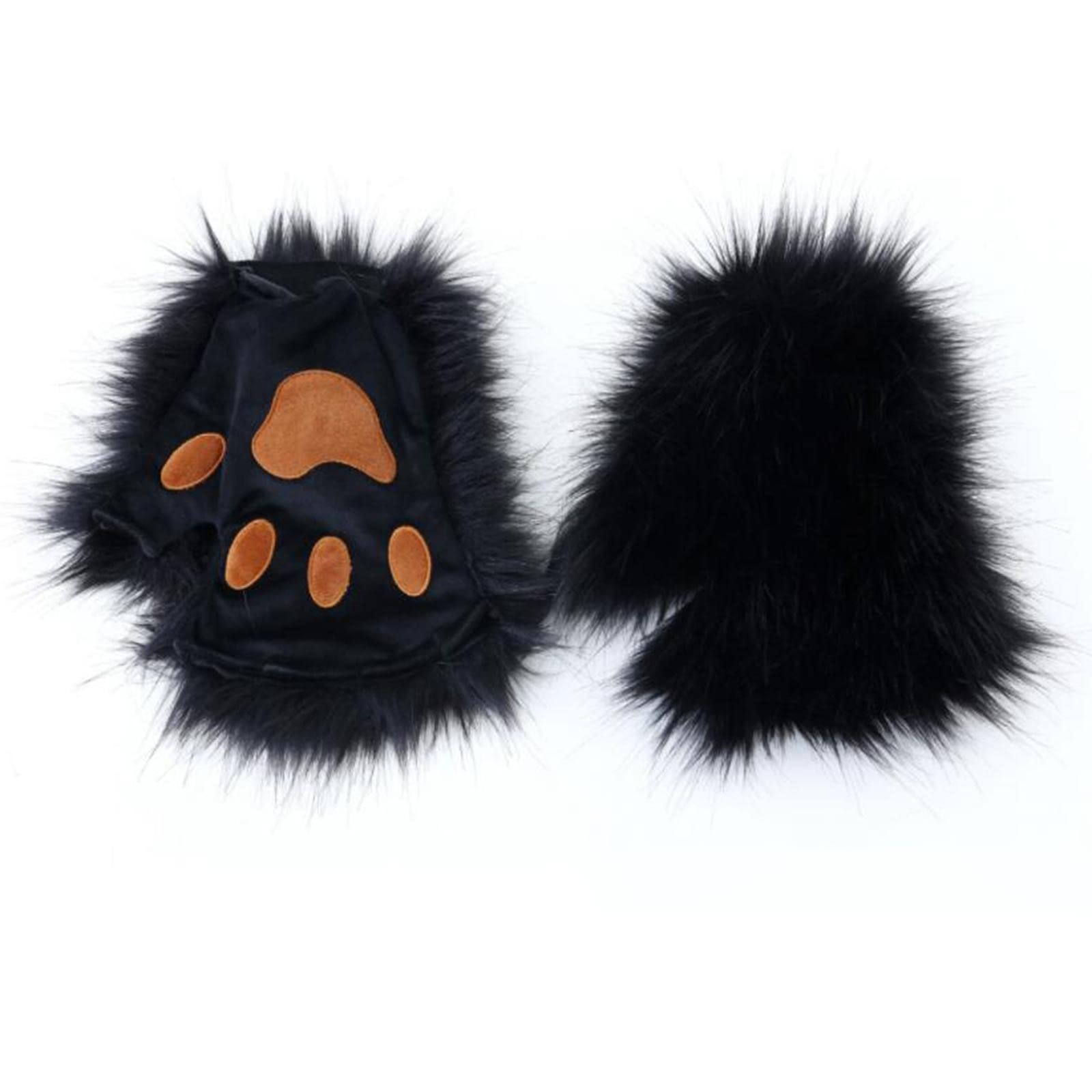 Cosplay Accessoires Déguisement Oreilles Queue Gants Chat Peluche Doux pour Femmes Hommes Enfants Adapté à Halloween Carnaval Théâtre Cade, noir