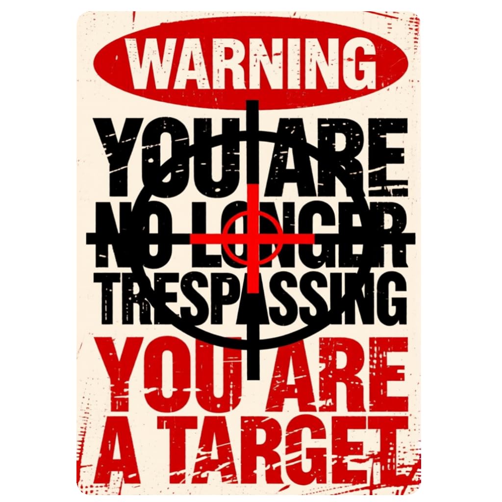 No Longer Trespassing Now Target Tin Sign, 12x8 Inch