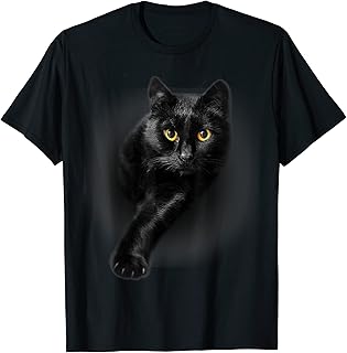 Black Cat Yellow Eyes T-Shirt Cats Tee Shirt Gifts
