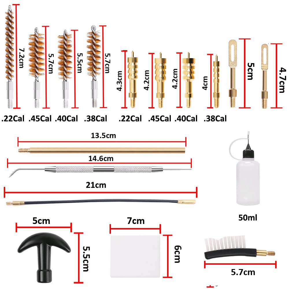 Kit Pulizia Armi Da Fuoco | Spazzole, Bacchette E Accessori Per .22, .357, .38, 9mm, .40, .45 Cal - Foto 7