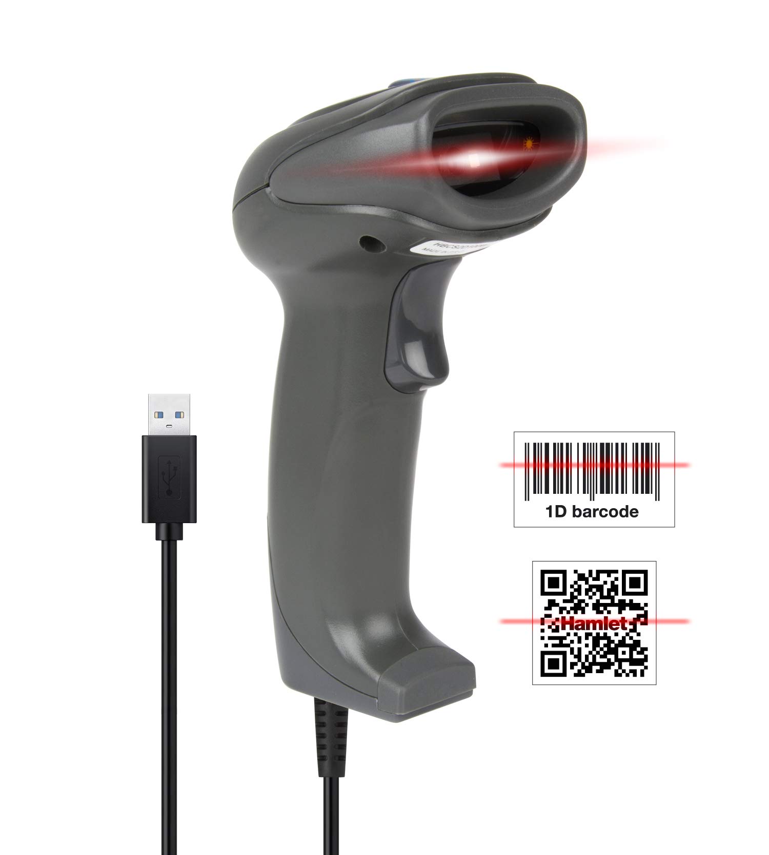 Hamlet HBCS2D100U Barcode Scanner 2D USB Professionale - Lettore di Codici QR (2D) e Codici a Barre Lineari (1D) con Tecnologia di Scansione 2D imaging CMOS.