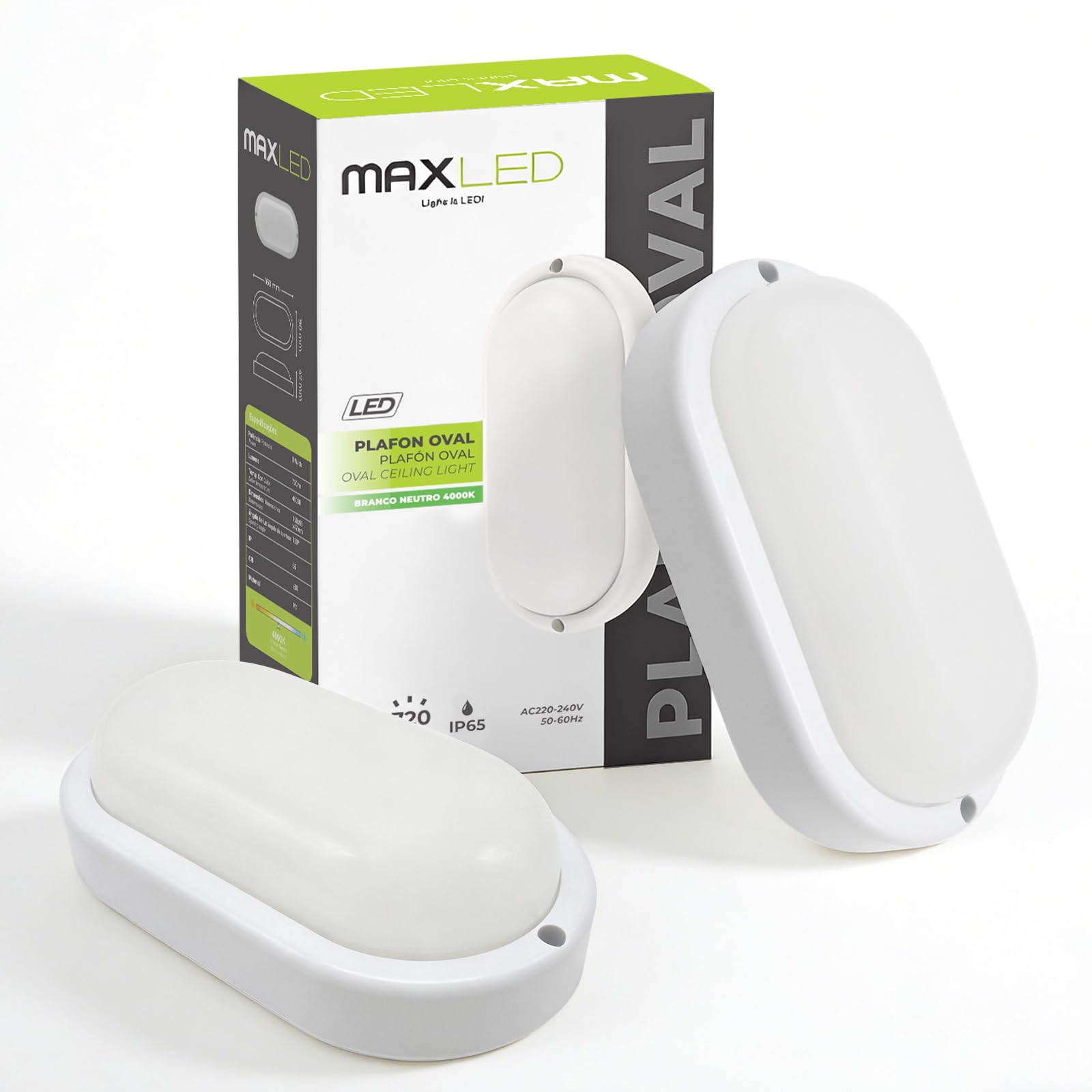 Maxled Light is Led! 2Pack 8W Bulkhead Lights Outdoor 720LM Oval LED Outside Wall Lights Natural White 4000K Ip65 Wall Mount Security Light for Bathroom Hallway Office Corridor Utility Garden Patio