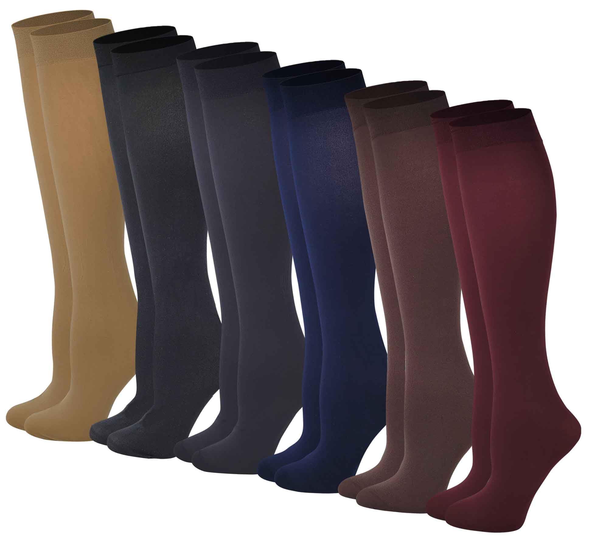 Different Touch 6 Pairs Pack Women Stretchy Spandex Trouser Socks Opaque Knee High