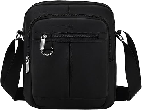 Lizbin Bolsa tipo mensajero para hombre, pequeña bolsa cruzada casual negra, bolso cruzado para hombre y mujer, bolsa de hombro tipo mensajero de