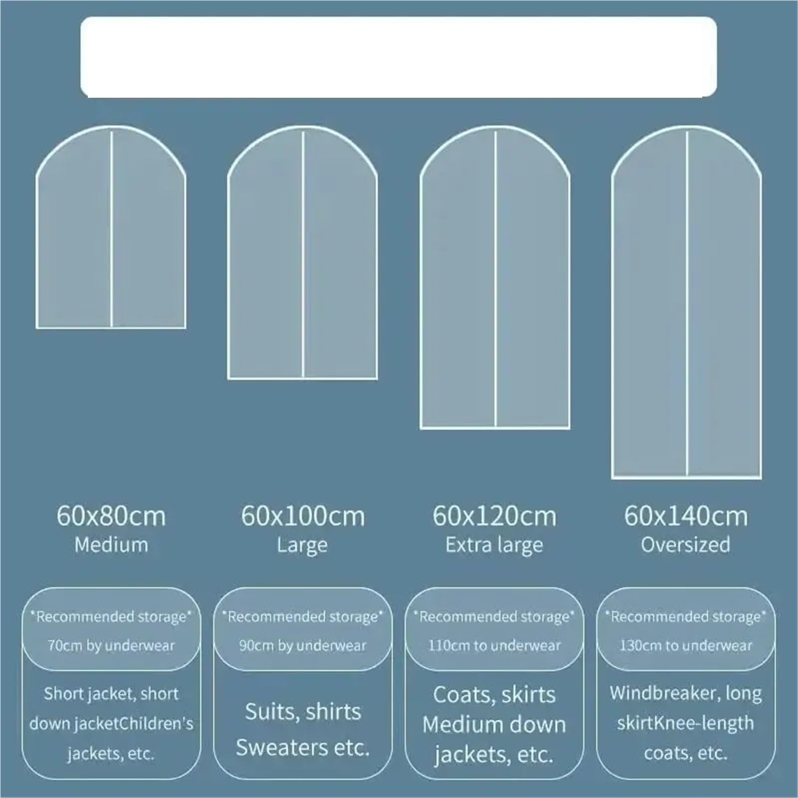 10 pezzi di copertura in tessuto borse vestiti appesi indumento vestito cappotto casa custodia organizzatore Per Abiti(60x80cm)