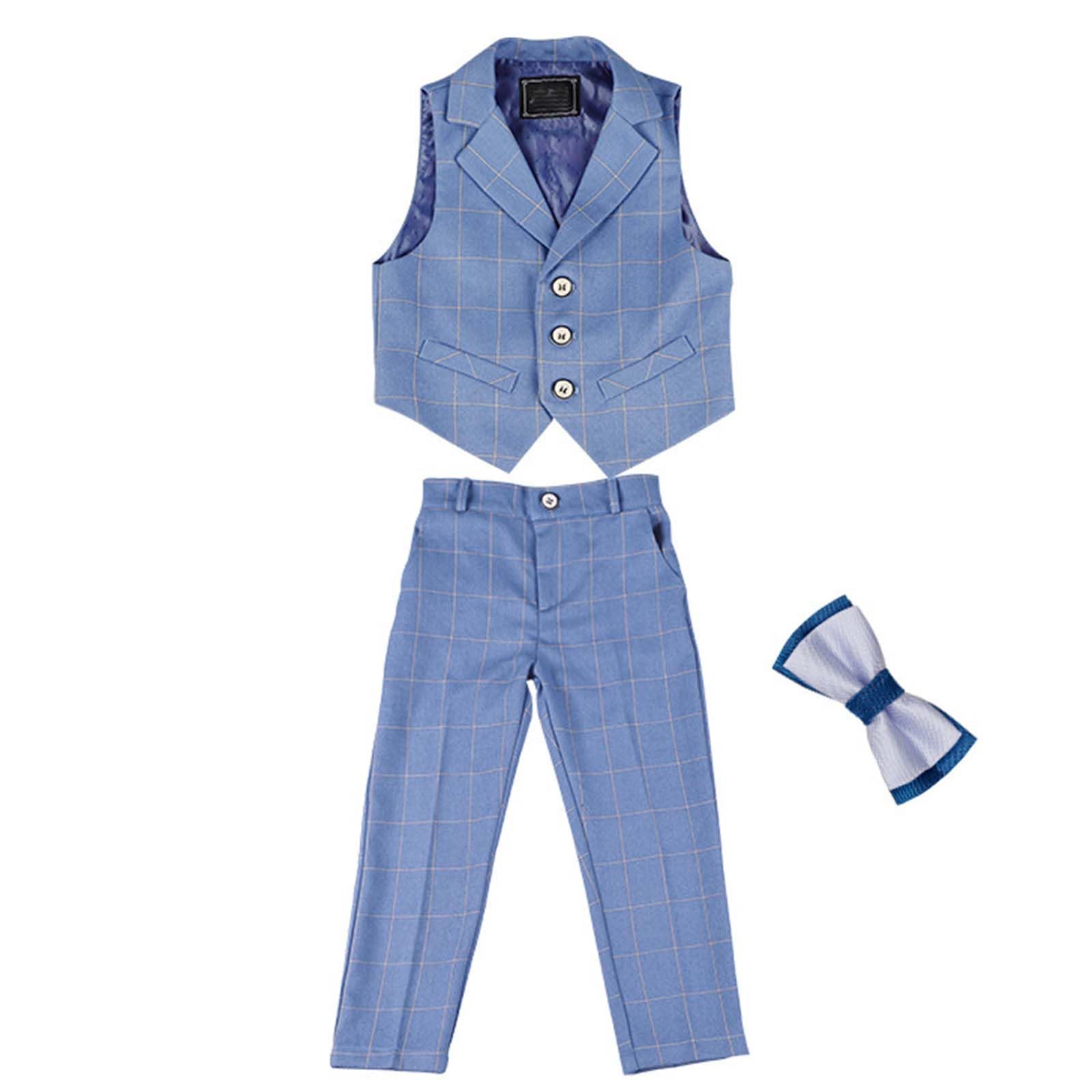 Completo da bambino a tre pezzi, elegante, con gilet e maniche corte. Adatto a bambini piccoli per spettacoli, feste e altre occasioni. #130