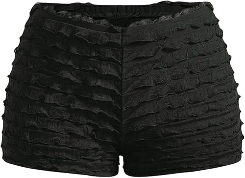 SHENHE Pantalones cortos con volantes para mujer, lindos Bloomers de tiro bajo, sexy, Y2k, mini pantalones cortos