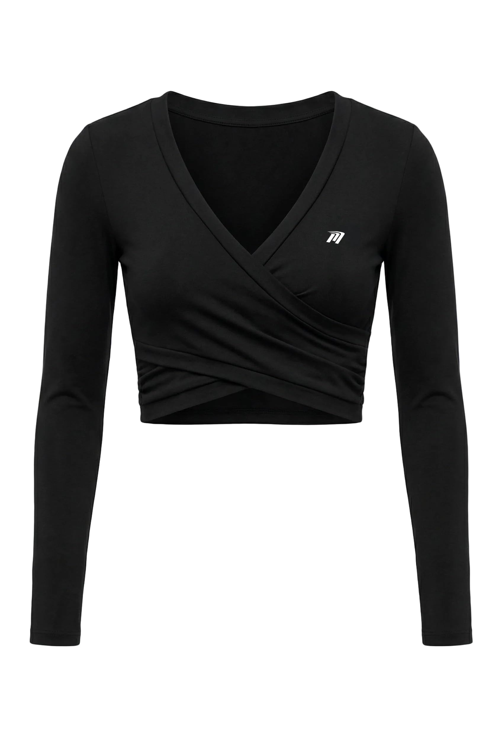 Top Sportivo Incrociato Donna Maniche Lunghe con Coppe Rimovibili, Top Fitness Elasticizzato per Yoga Pilates Palestra e Tempo Libero