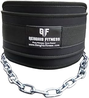 Dip Belt With Chain For Weightlifting, Pull Ups, Dips - Boost Your Upper Body Workout With Heavy Duty Steel Chain (One Size Fit, Black)