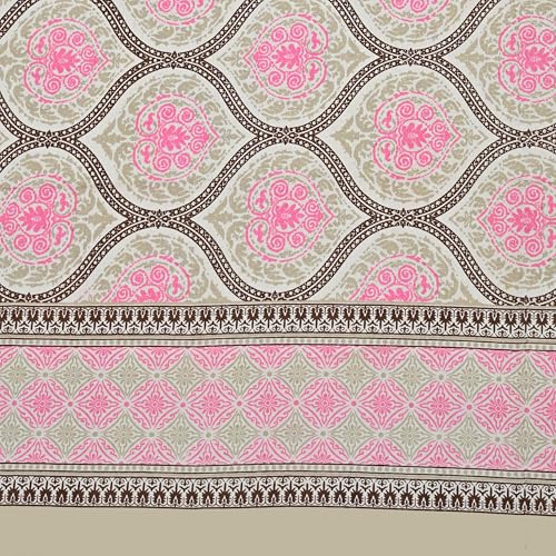 Image of 100% Cotton Single Bedsheet with 1 Pillow Cover | 240 TC Pure Cotton Flat Bed Sheet | Traditional Jaipuri Printed Bedding Set | Soft & Breathable | 60 x 90 Inch (Rangmahal Single 13)